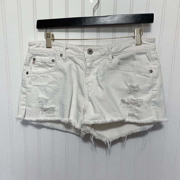 Ag Adriano Goldschmied Pants - AG White Denim Cut Off Jean Shorts Size 27